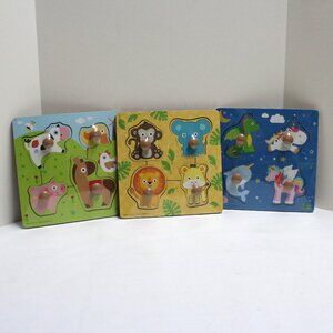 3 NWT Spark Create Imagine Wooden Mini Puzzles - 4 Pieces Each